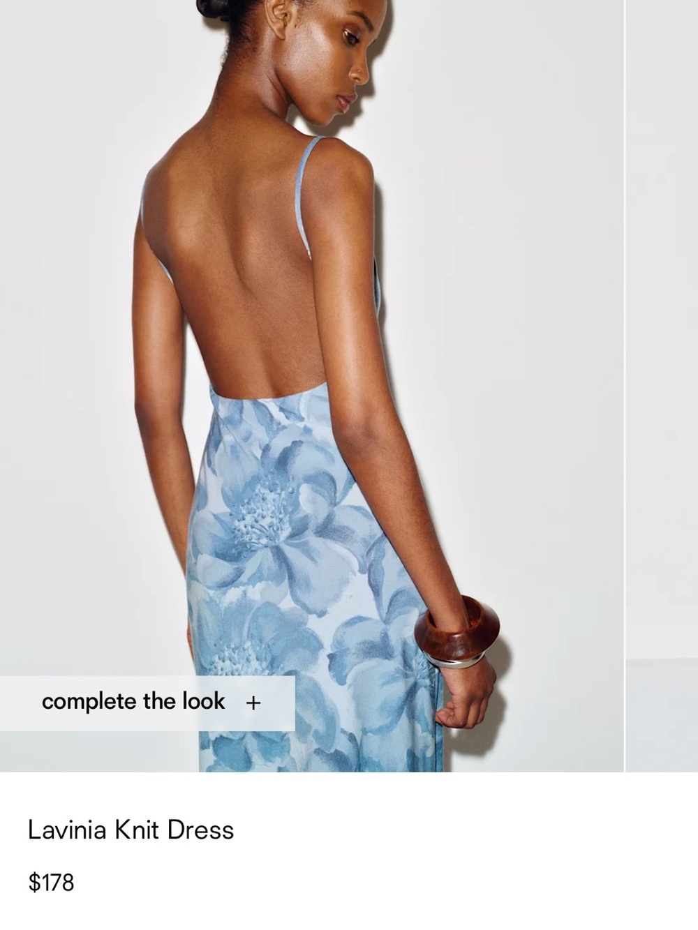Reformation Lavinia Knit Dress, Blue Floral Midi - Picture 3 of 8